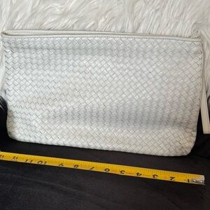 Leather Woven White Bag Clutch